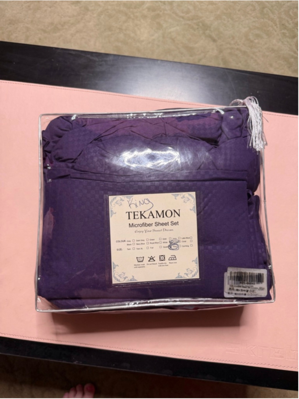 TEKAMON King Microfiber Sheet Set in Purple
